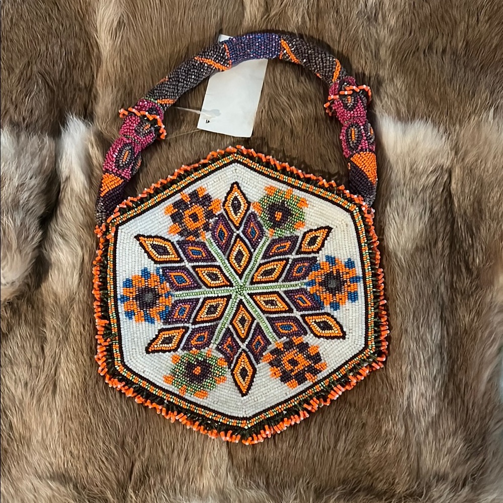 Tory Burch Orange and Brown Geometric Shoulder Bag
